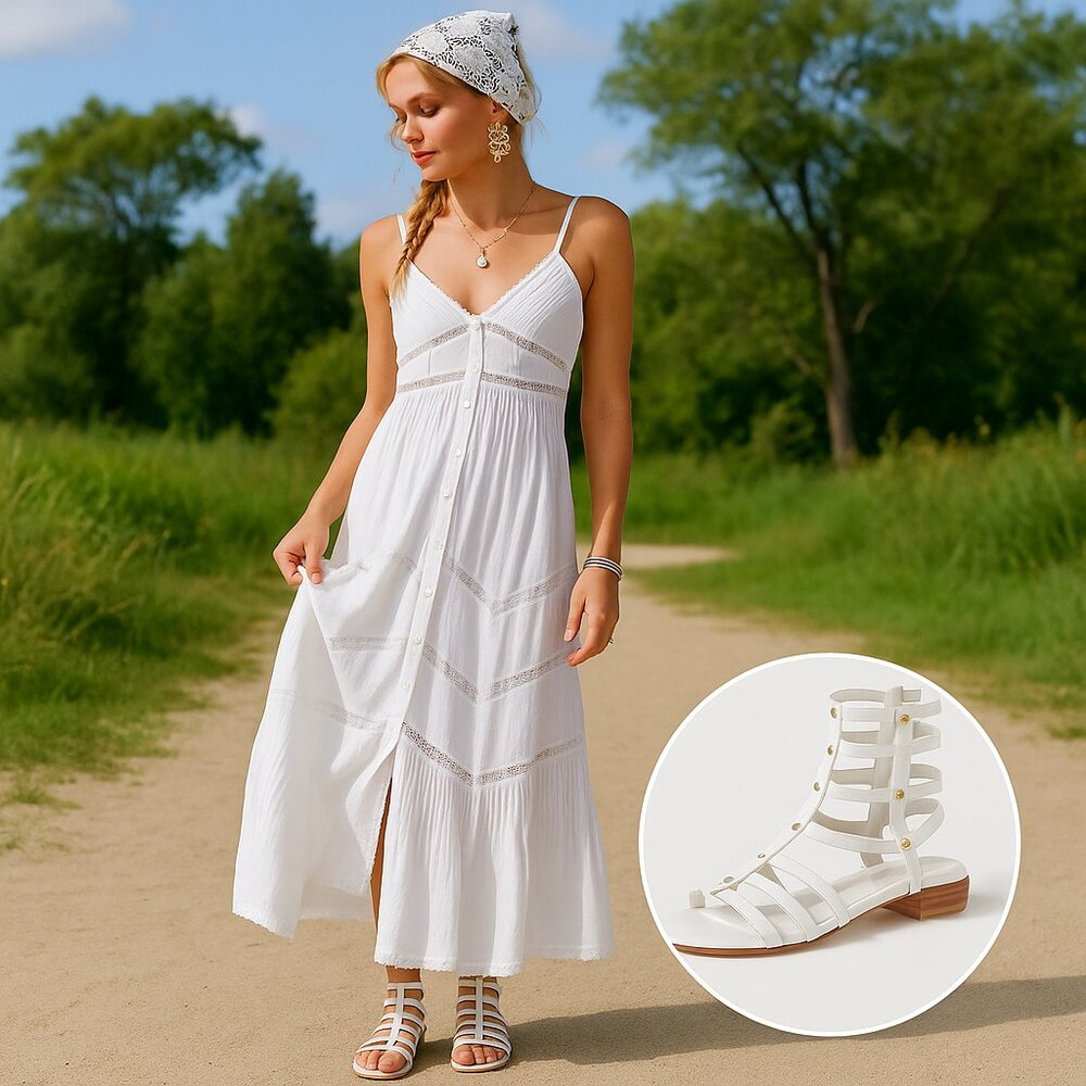 Stuart Weitzman Caesar Gladiator Sandals White Size 8.5
